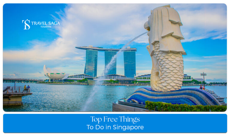 Free attractions in Singapore including Gardens by the Bay, Merlion Park, Marina Bay, and cultural neighborhoods