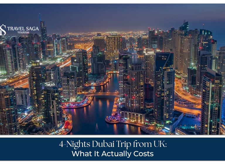 UK travellers exploring Burj Khalifa, Dubai Marina, and the desert during a 4-night Dubai holiday