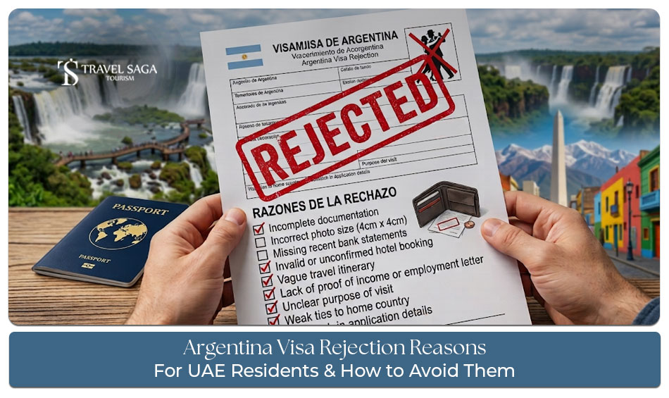 UAE resident reviewing Argentina visa application documents to avoid rejection