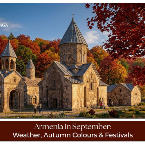 Travellers exploring Armenia mountains, cities, and cultural attractions in September