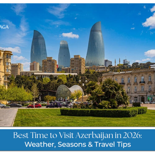 Travellers exploring Azerbaijan during the best travel season in 2026