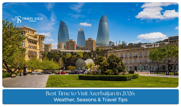 Travellers exploring Azerbaijan during the best travel season in 2026