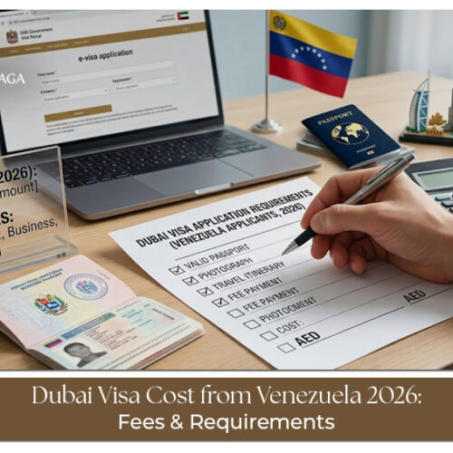 Venezuelan traveller checking Dubai visa fees and application documents for 2026