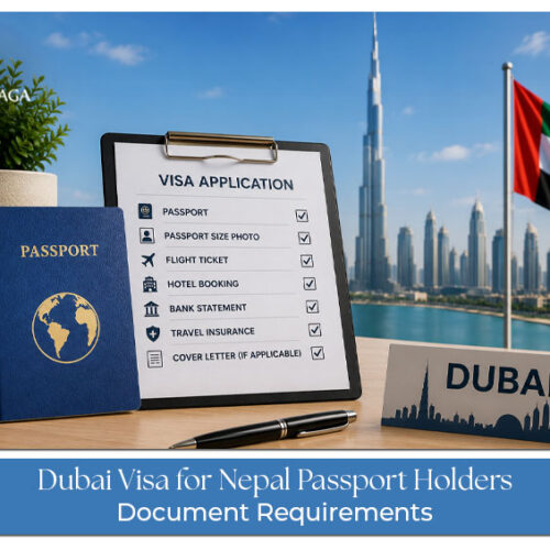 Nepal passport holder preparing required documents for a Dubai visa application