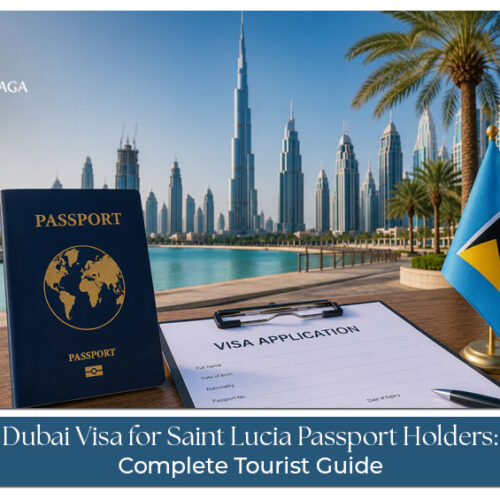 Saint Lucia passport holder applying for a Dubai tourist visa with travel documents