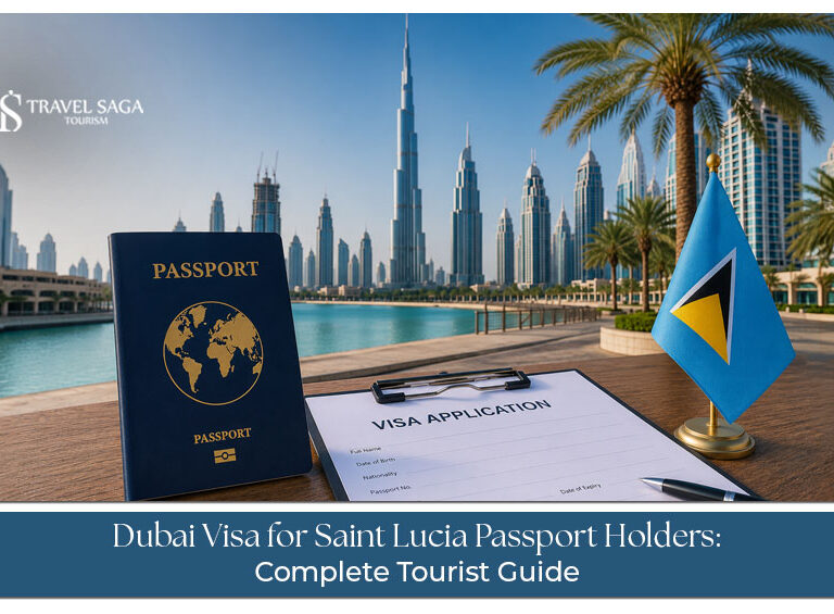Saint Lucia passport holder applying for a Dubai tourist visa with travel documents