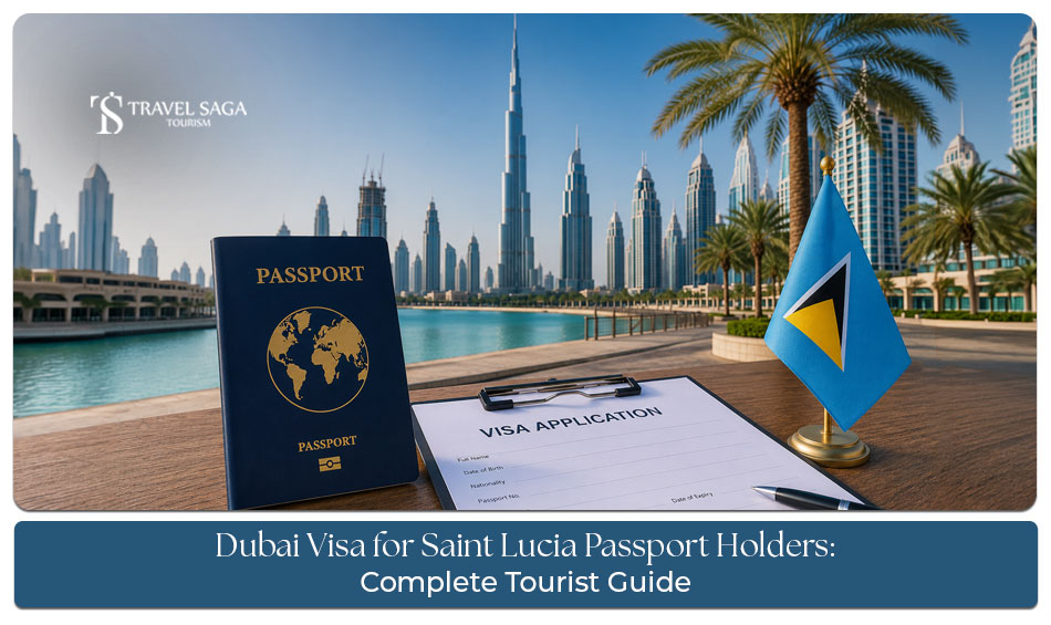 Saint Lucia passport holder applying for a Dubai tourist visa with travel documents