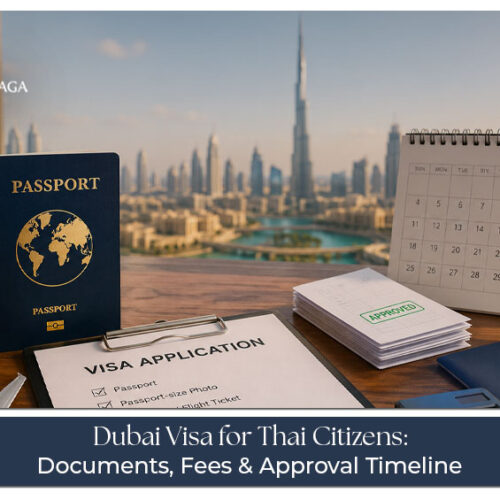 Thai traveller submitting a Dubai visa application with passport and supporting documents