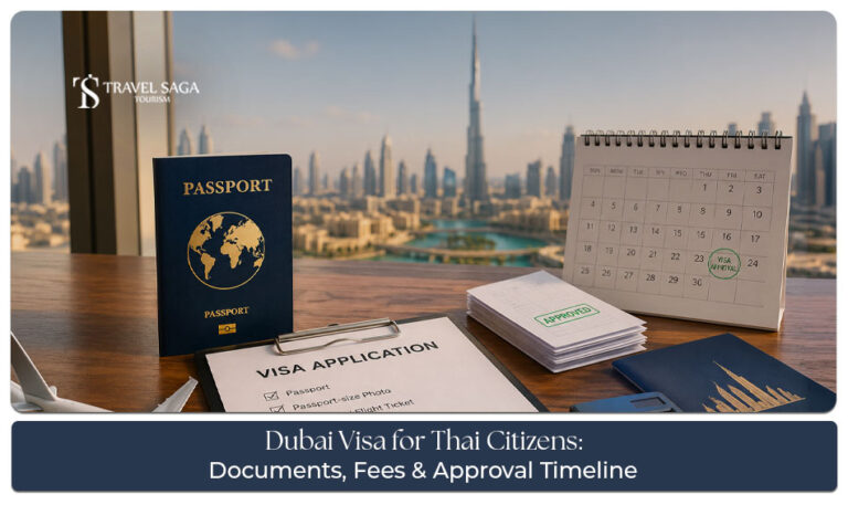 Thai traveller submitting a Dubai visa application with passport and supporting documents