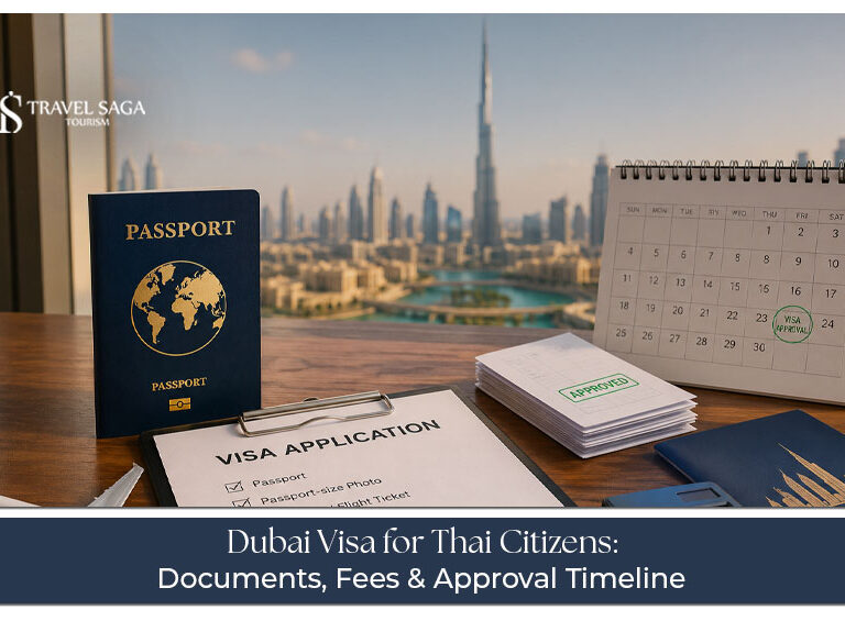 Thai traveller submitting a Dubai visa application with passport and supporting documents