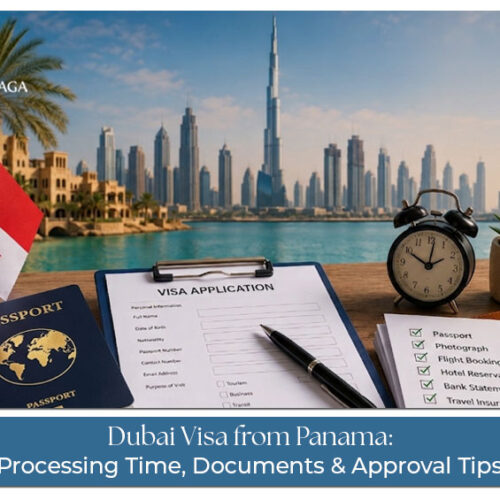 Dubai visa from Panama guide showing passport, UAE visa application documents, processing time, and approval tips.