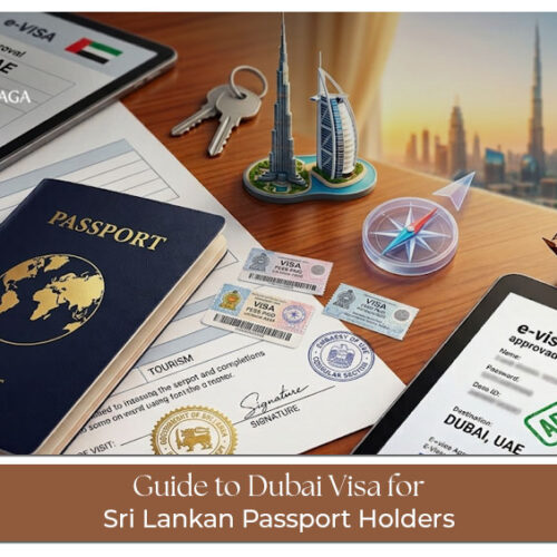 Sri Lankan passport holder applying for a Dubai visa with passport and travel documents