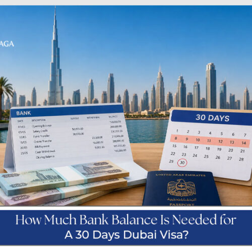 Applicant checking bank statements and financial documents for a 30-day Dubai visa application