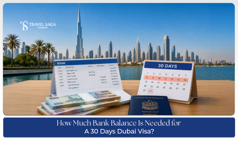 Applicant checking bank statements and financial documents for a 30-day Dubai visa application