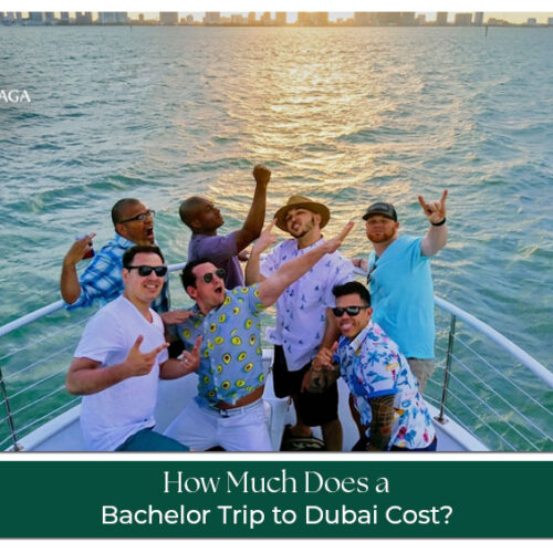 Group of friends enjoying a bachelor trip in Dubai with nightlife, desert safari, and luxury attractions