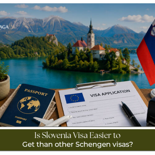Traveller submitting a Slovenia Schengen visa application with passport and supporting documents