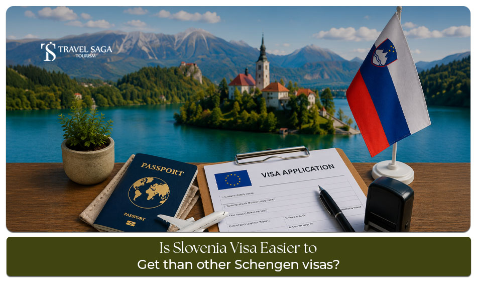 Traveller submitting a Slovenia Schengen visa application with passport and supporting documents