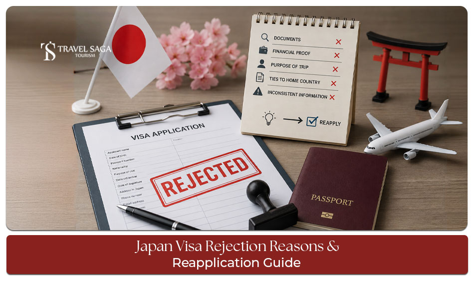 Applicant reviewing Japan visa documents after a visa rejection