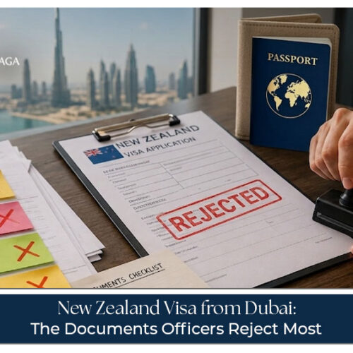 Dubai resident applying for a New Zealand visa with passport and supporting documents
