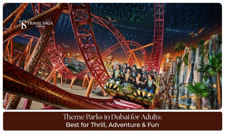 Adults enjoying thrilling rides and attractions at Dubai theme parks