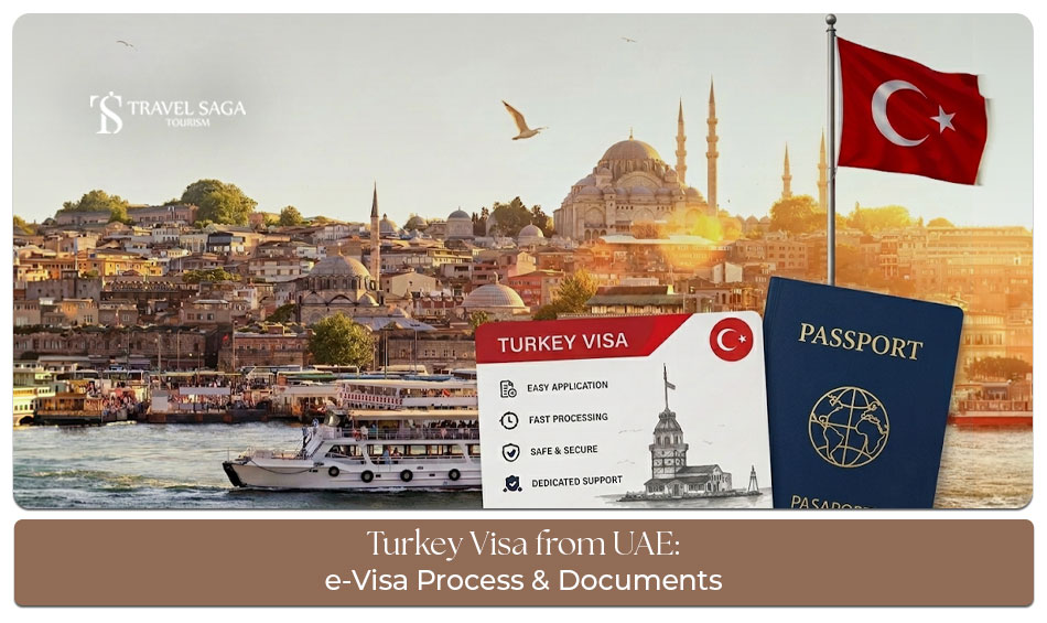 UAE resident applying for a Turkey visa with passport, application form, and travel documents