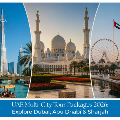 Travellers visiting Dubai and Abu Dhabi on a UAE multi-city tour
