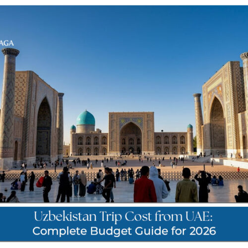 Travellers exploring Uzbekistan while planning their trip budget from the UAE