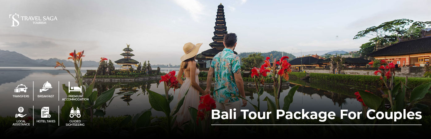 Couple enjoying a romantic Bali vacation with a private villa, tropical scenery, and peaceful beach views.