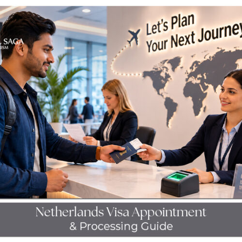 Traveller booking a Netherlands visa appointment with passport and documents