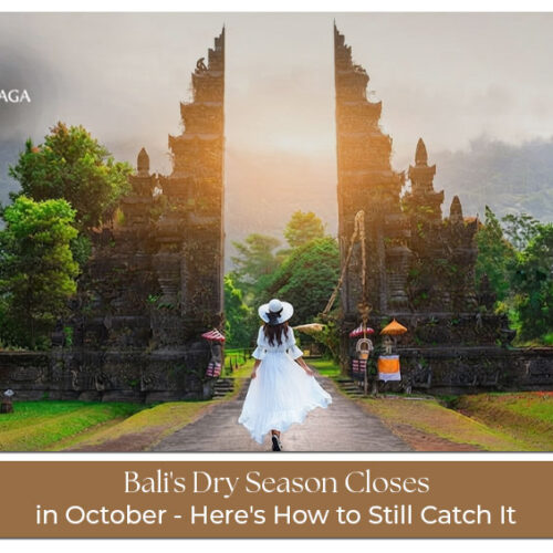 Tourists enjoying Bali's sunny beaches and tropical scenery during the dry season.