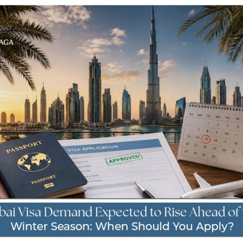 Traveler holding a passport while waiting for Dubai visa approval during the busy winter travel season.