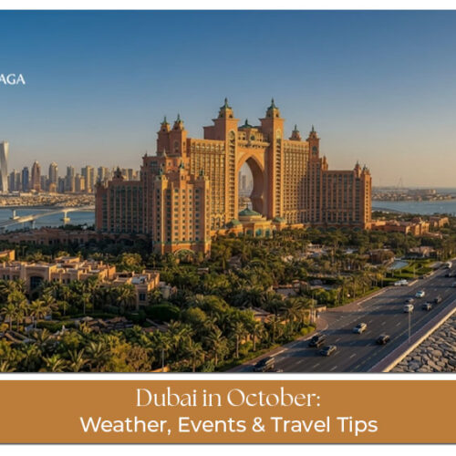 Visitors enjoying Dubai's outdoor attractions and skyline during pleasant October weather.