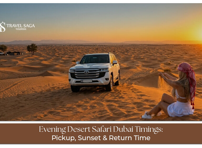 Evening desert safari Dubai timings and sunset experience.
