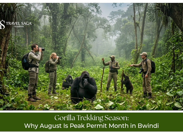 Why August is the peak permit month for gorilla trekking in Bwindi due to ideal weather and demand.