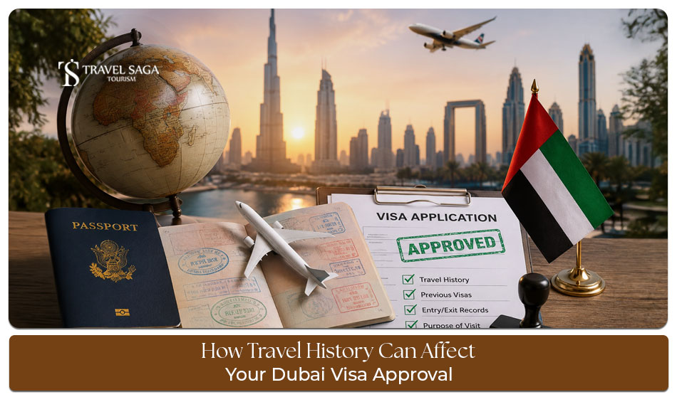 Guide explaining how travel history can influence Dubai visa approval, including previous trips, immigration records, and supporting documents.