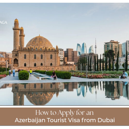 Traveler applying for an Azerbaijan tourist visa from Dubai with passport and travel documents