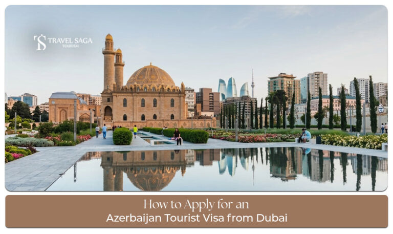 Traveler applying for an Azerbaijan tourist visa from Dubai with passport and travel documents