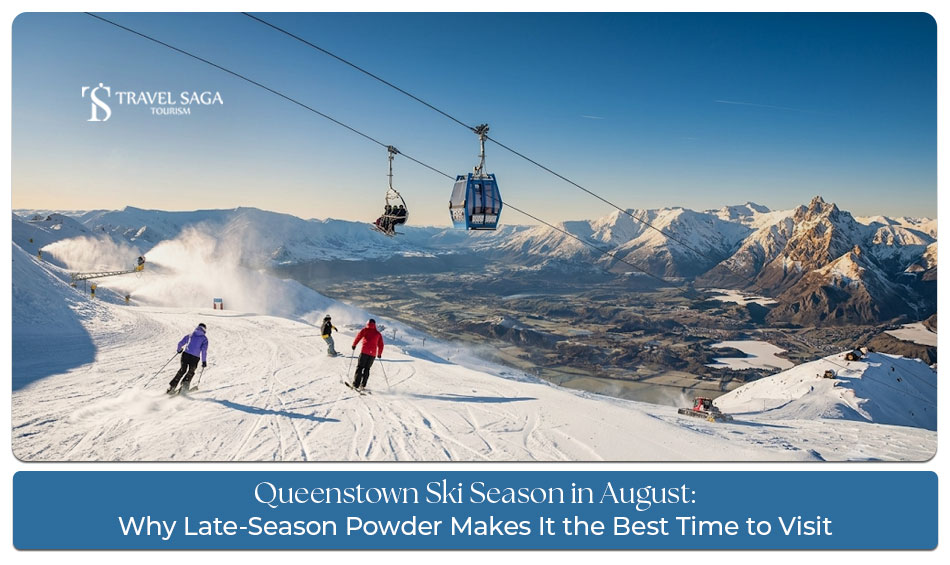 Experience Queenstown's snowy mountains and exciting ski slopes during the August winter season.