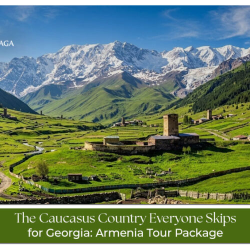 Traveler exploring Armenia's ancient monastery and mountain landscape instead of Georgia