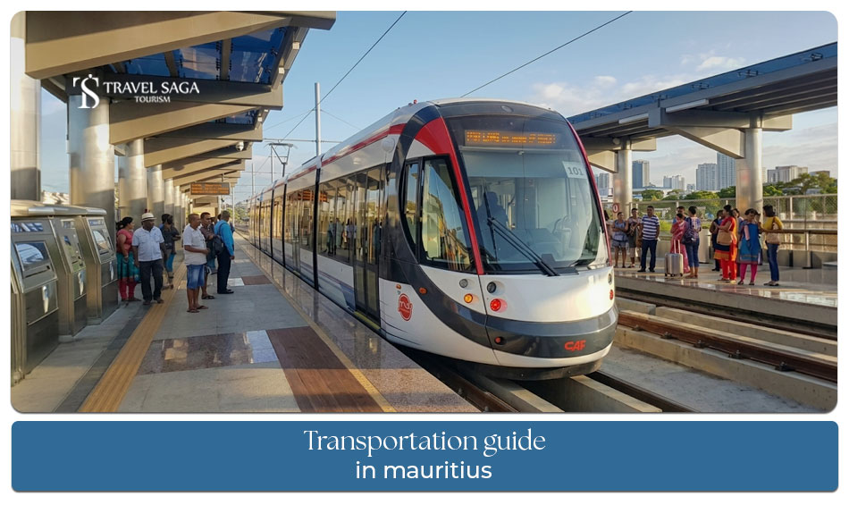 Mauritius transportation guide showing buses, taxis, and rental cars for tourists.