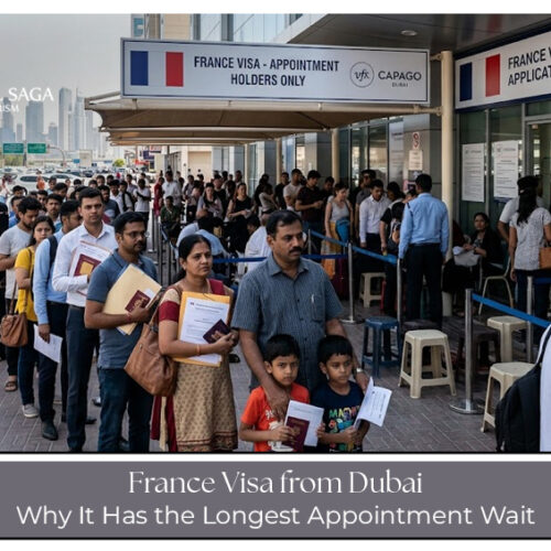 France visa applicants waiting for appointments in Dubai.