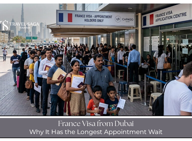 France visa applicants waiting for appointments in Dubai.
