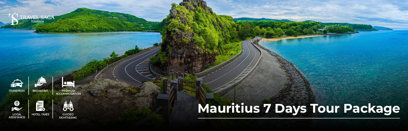 Couple exploring Mauritius' scenic coastline, beaches, and natural attractions on a 7-days vacation.