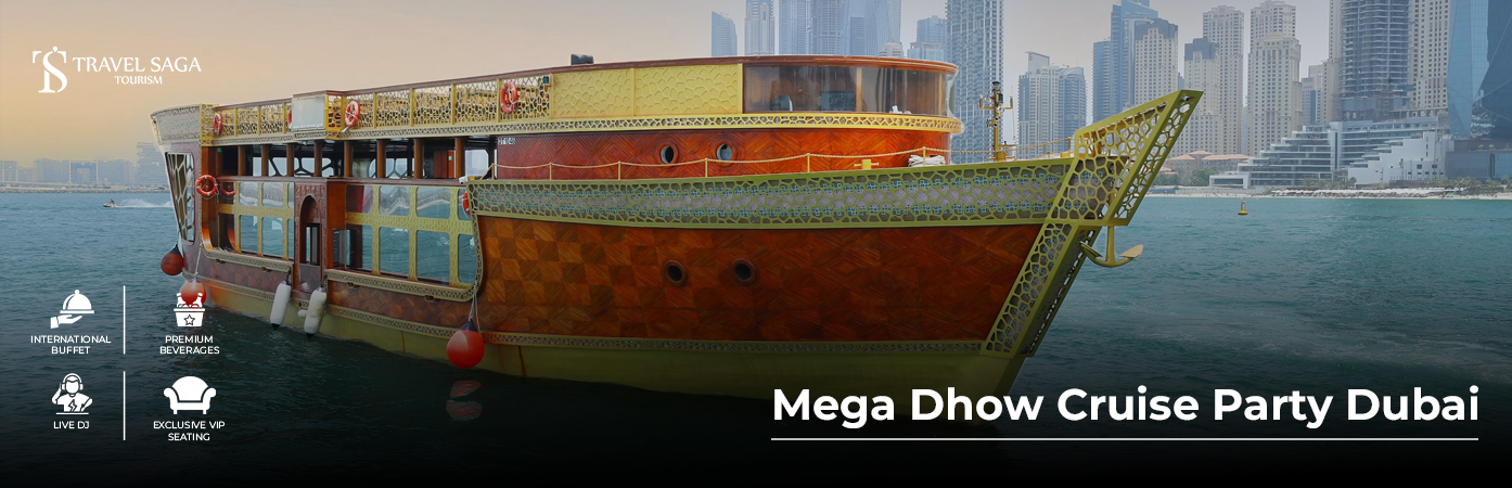 Mega Dhow Cruise Party Dubai with live entertainment, dining and stunning skyline views