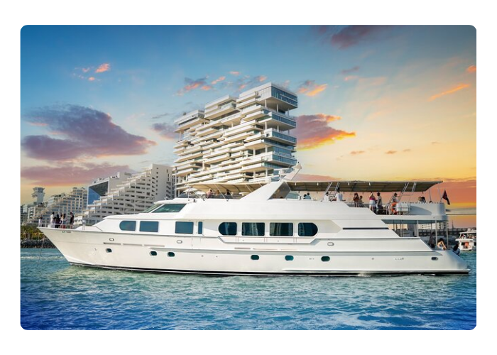 Mega yacht party evening cruise Dubai Marina timing