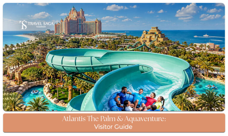 Aerial view of Atlantis The Palm with Aquaventure Waterpark along Dubai’s Palm Jumeirah.
