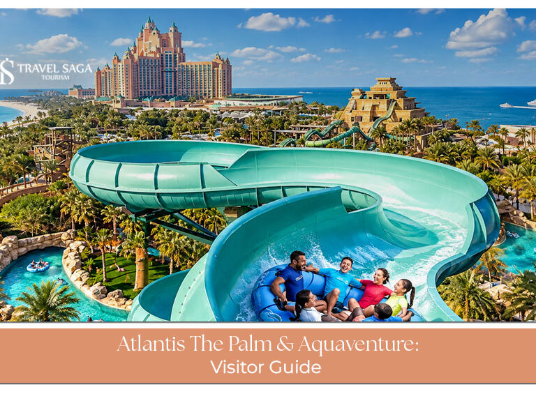 Aerial view of Atlantis The Palm with Aquaventure Waterpark along Dubai’s Palm Jumeirah.