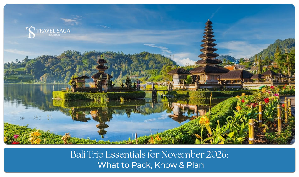 Travel essentials arranged for a Bali holiday during November.
