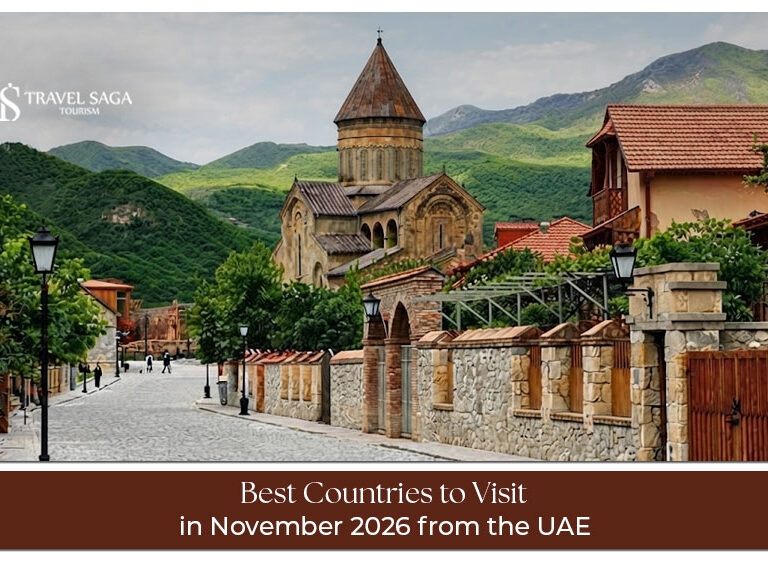 Travellers exploring scenic international destinations during a November holiday from the UAE.