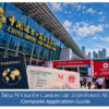 Business travellers preparing documents for a China trade fair visit.